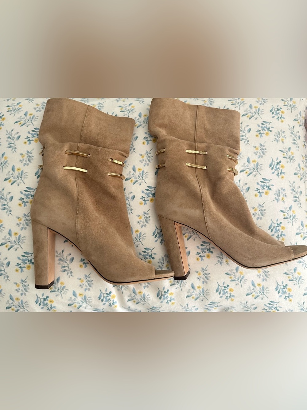 Jimmy Choo Open Toe Suede Boots Size 39